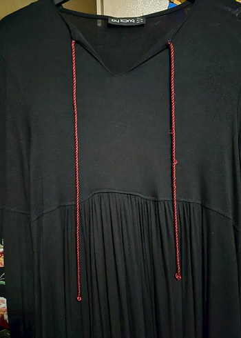 Püsküllü Nakışlı Siyah Bohem Uzun Elbise - Görsel 5