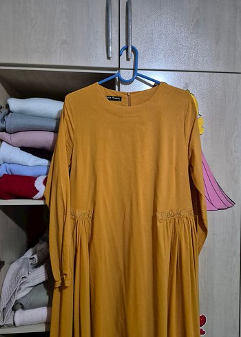 Hardal Uzun Kollu Salaş Elbise - Görsel 2