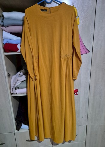 Hardal Uzun Kollu Salaş Elbise - Görsel 5