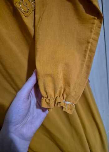 Hardal Uzun Kollu Salaş Elbise - Görsel 4