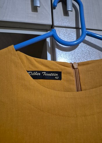 Hardal Uzun Kollu Salaş Elbise - Görsel 8