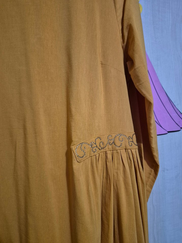 Hardal Uzun Kollu Salaş Elbise - Görsel 3