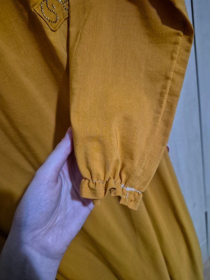 Hardal Uzun Kollu Salaş Elbise - Görsel 4