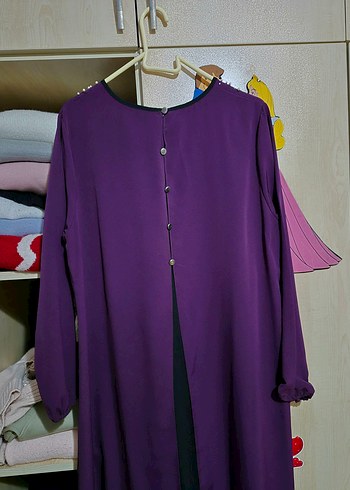 Uzun Mor Kadın Elbise - Görsel 6