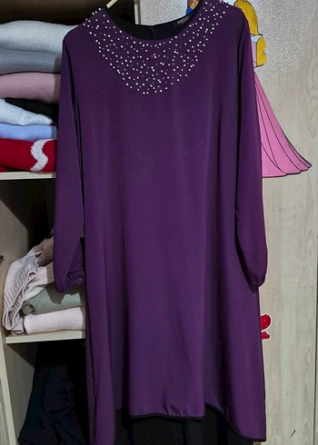 Uzun Mor Kadın Elbise - Görsel 4