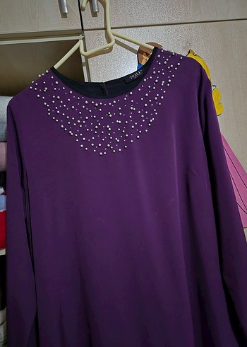 Uzun Mor Kadın Elbise - Görsel 3