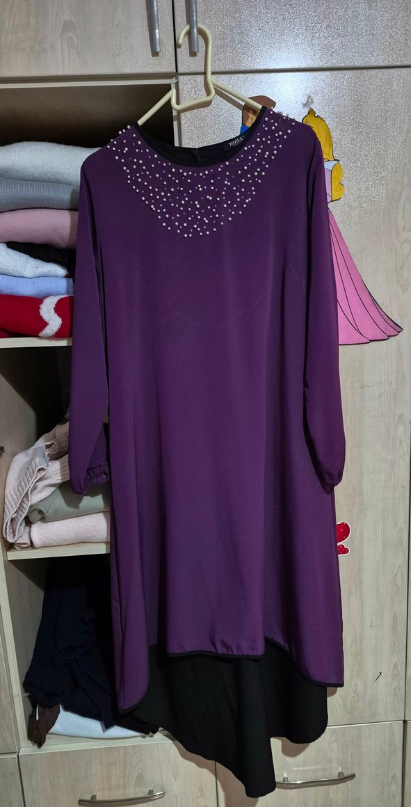 Uzun Mor Kadın Elbise - Görsel 4