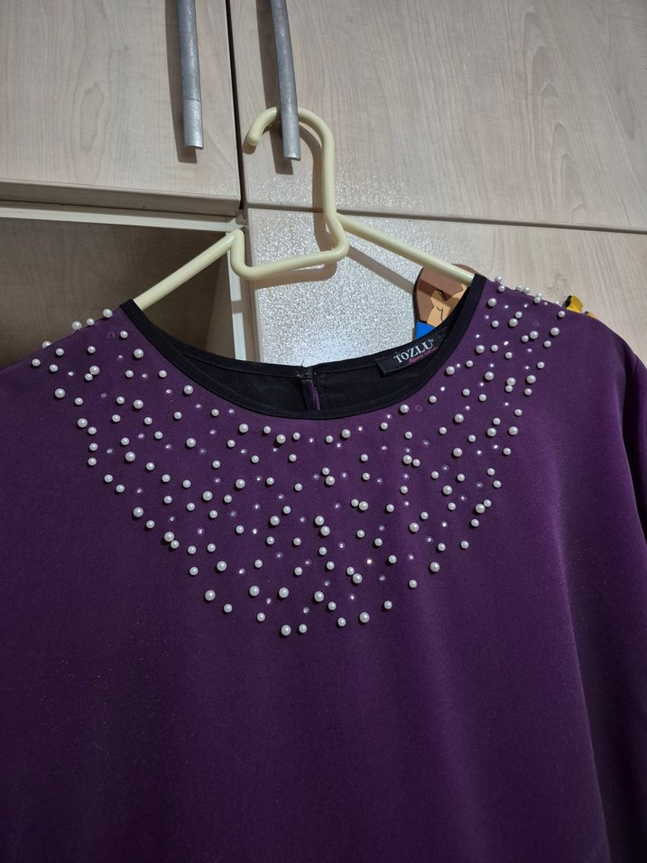 Uzun Mor Kadın Elbise - Görsel 2