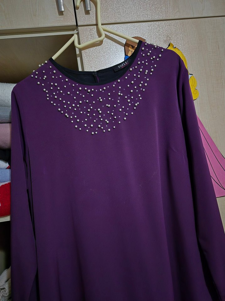 Uzun Mor Kadın Elbise - Görsel 3