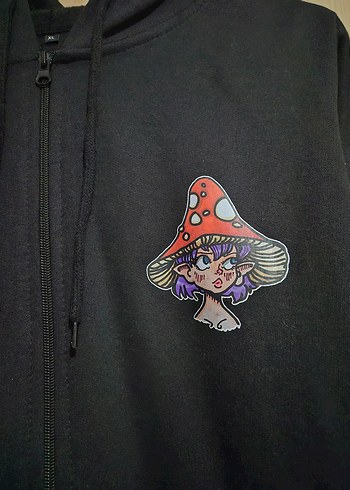 Kadın Siyah Fermuarlı Sweatshirt Ceket - Görsel 2