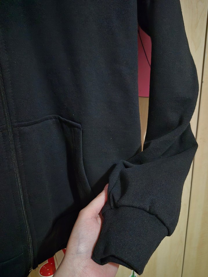 Kadın Siyah Fermuarlı Sweatshirt Ceket - Görsel 3