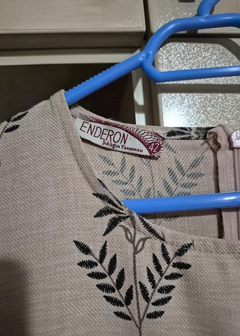 Bej Renkli Uzun Kollu Bohem Tesettür Elbise - Görsel 7