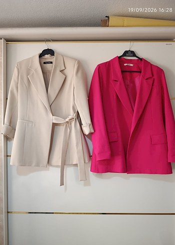 Zara Krem Fusya Blazer Ceketler