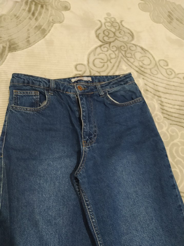 Geniş Kesim Midi Boy Kadın Kot Pantolon - Görsel 2