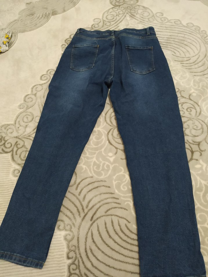 Kadın Mavi Bol Kesim Midi Kot Pantolon - Görsel 2