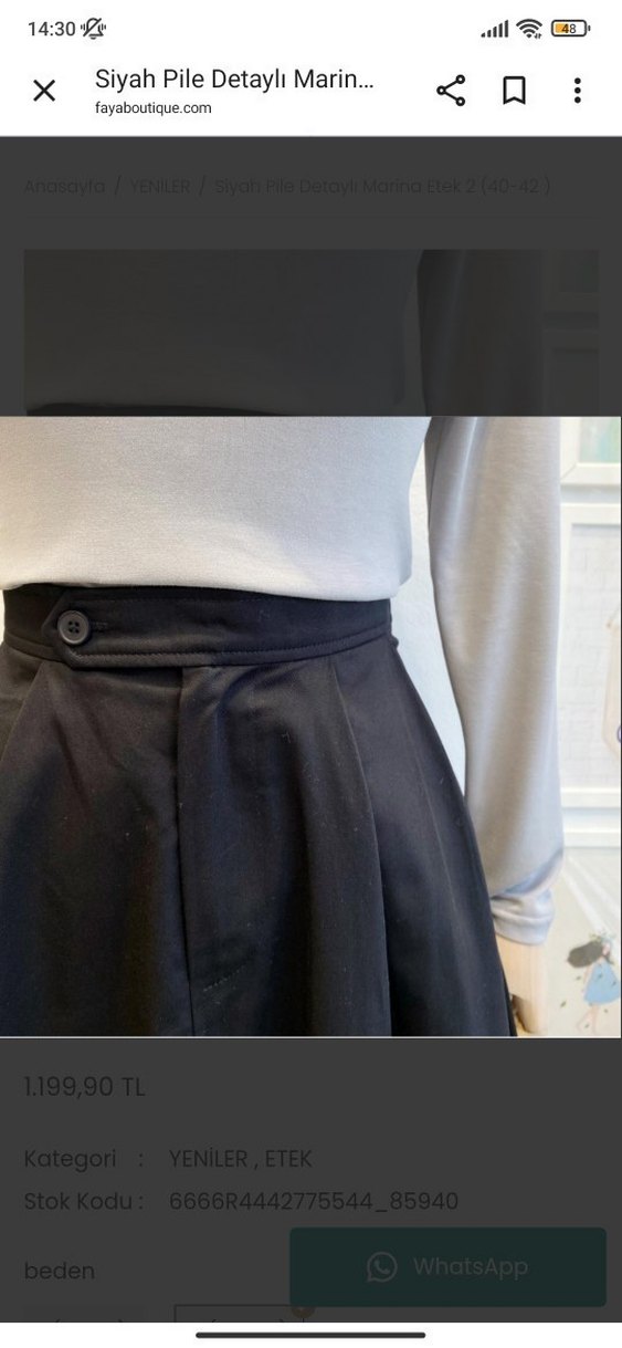 Siyah Piliseli Uzun Kadın Etek - Görsel 4