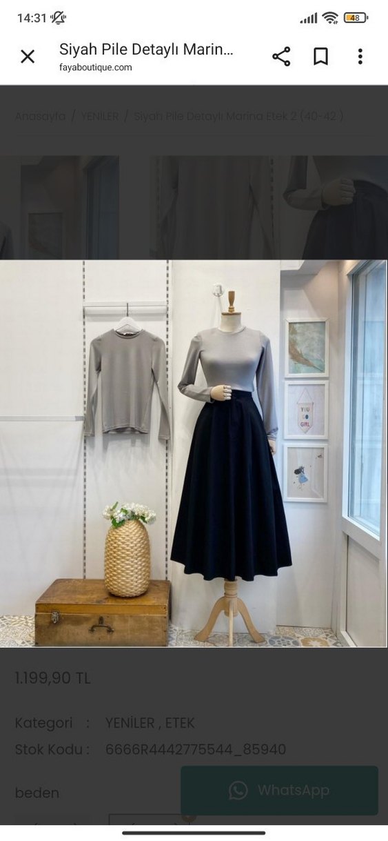 Siyah Piliseli Uzun Kadın Etek - Görsel 2