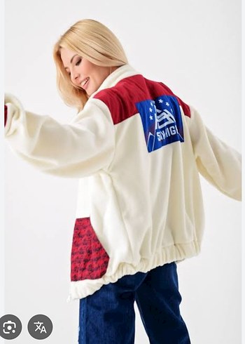 Beyaz Kadın Sıcak Mini Polar Ceket - Görsel 3