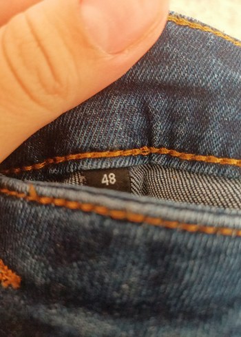 48 Beden Düğmeli Nakışlı Bohem Salaş Kadın Kot Pantolon