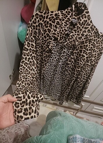Büyük beden leopar gömlek 