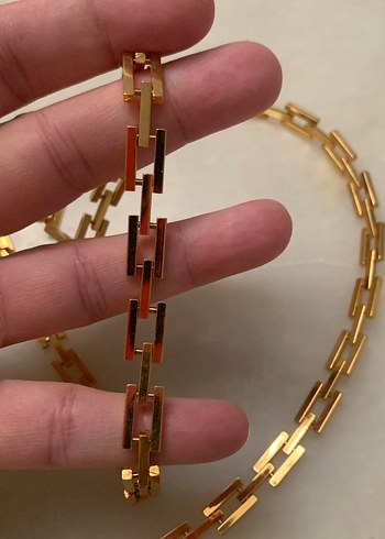 Parlak Altın Zincir Detaylı Kadın kolye kemer - Görsel 4