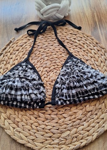 Penti Fırfırlı Siyah Beyaz Kareli Bikini