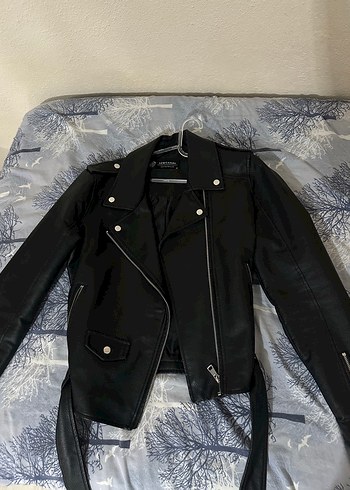 Kadın Siyah Deri Biker Ceket