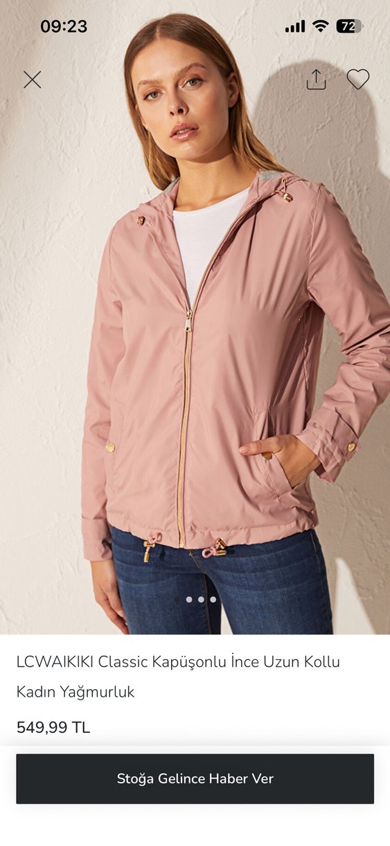 Pembe Kapüşonlu Kadın Yağmurluk - Görsel 2