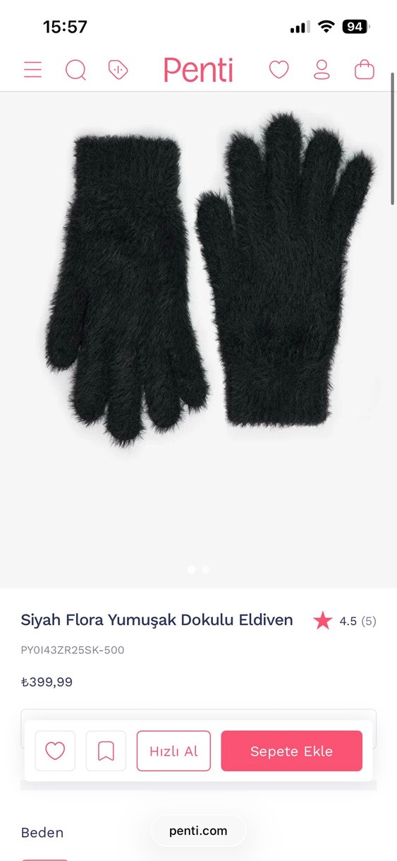 Penti Siyah Kadın Eldiveni - Görsel 3