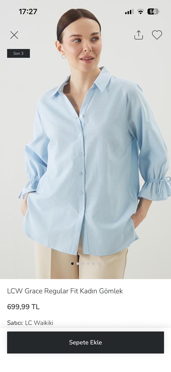 Lc Waikiki kadın Mavi Gömlek - Görsel 2