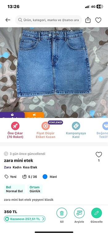 Zara zara kot etek