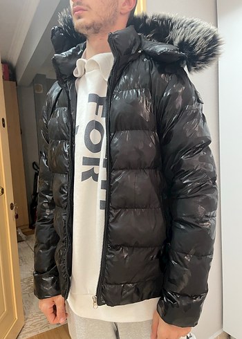 H&M Siyah Kürklü Erkek Sokak Stili Mont