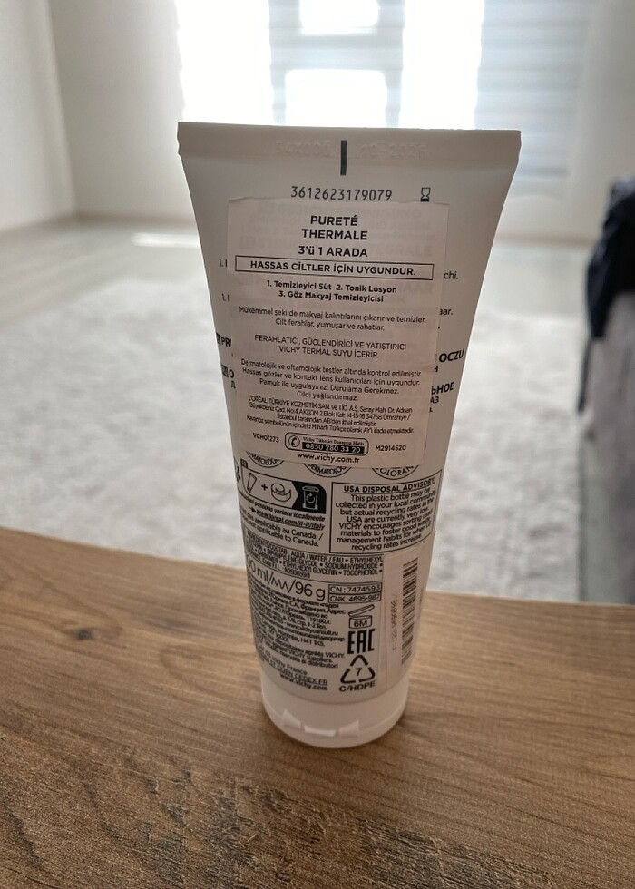 Vichy purete thermals 3 in 1 temizleyici süt Tonik losyon göz ma - Görsel 2