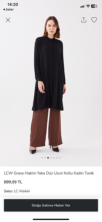 LCW grace hakim yaka düz uzun kollu kadın tunik - Görsel 3