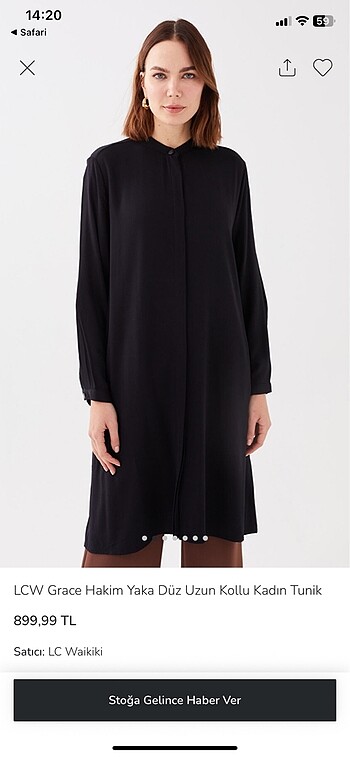 LCW grace hakim yaka düz uzun kollu kadın tunik - Görsel 2