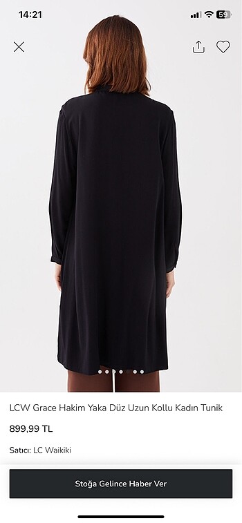 LCW grace hakim yaka düz uzun kollu kadın tunik - Görsel 5