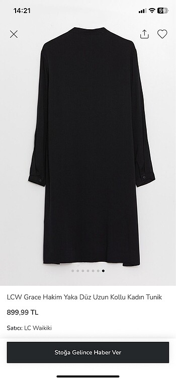 LCW grace hakim yaka düz uzun kollu kadın tunik - Görsel 7