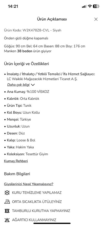 LCW grace hakim yaka düz uzun kollu kadın tunik - Görsel 8