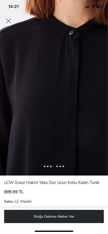 LCW grace hakim yaka düz uzun kollu kadın tunik - Görsel 4