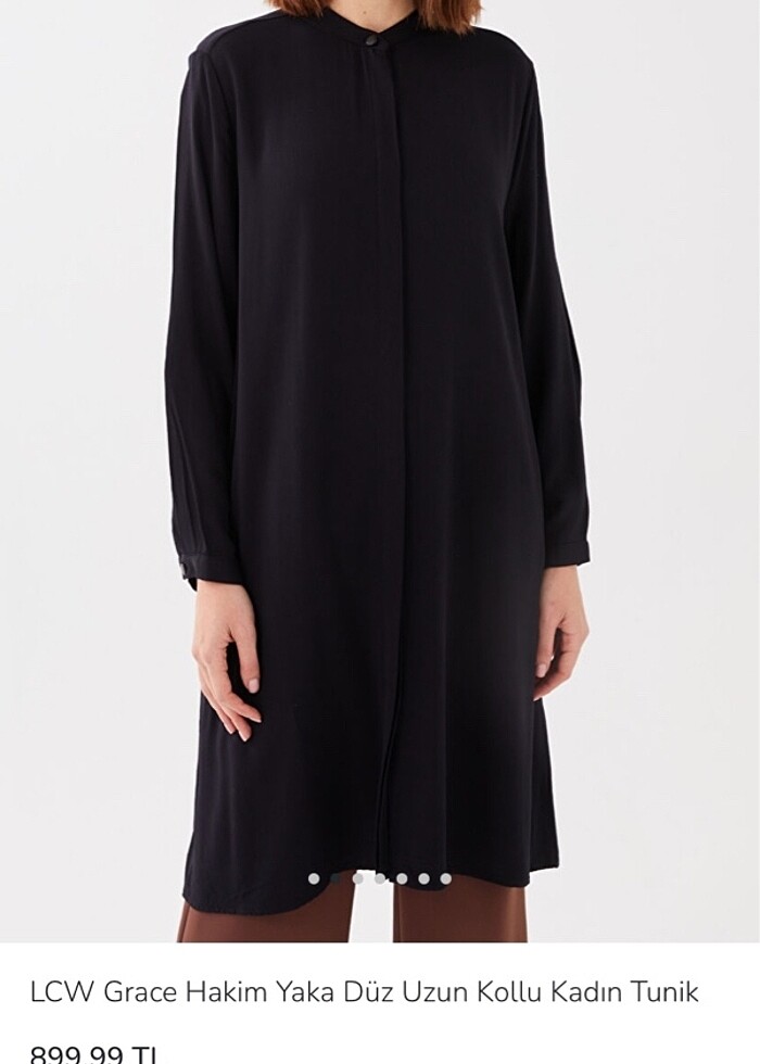 LCW grace hakim yaka düz uzun kollu kadın tunik - Görsel 2