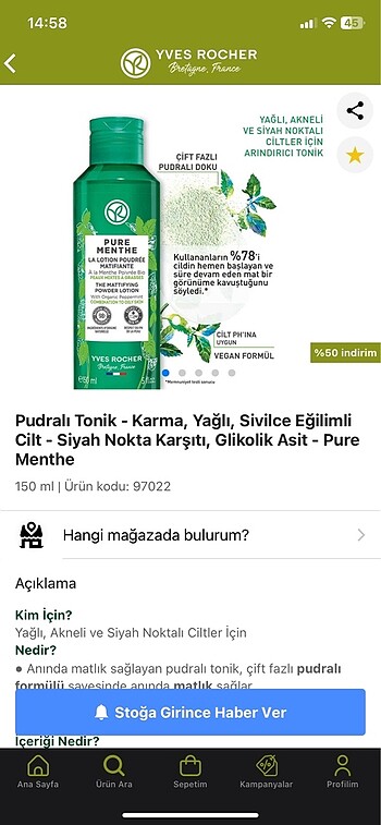 Yves Rocher anında matlık sağlayan pudralı tonik - Görsel 2