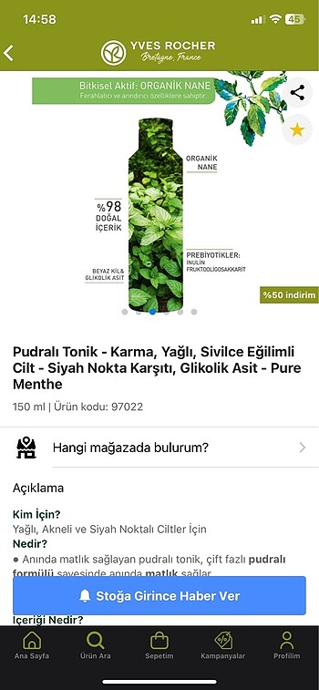 Yves Rocher anında matlık sağlayan pudralı tonik - Görsel 6