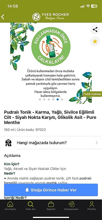 Yves Rocher anında matlık sağlayan pudralı tonik - Görsel 5
