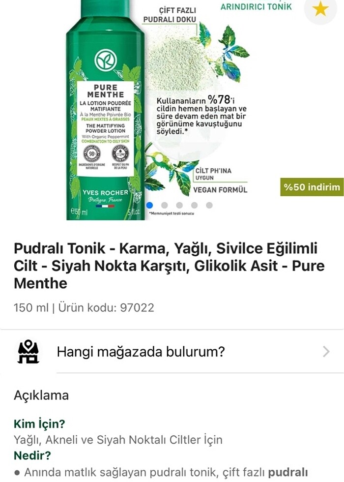 Yves Rocher anında matlık sağlayan pudralı tonik - Görsel 2