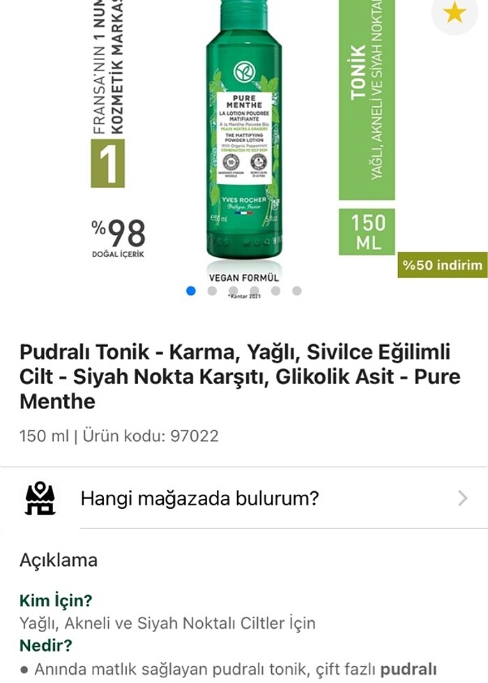 Yves Rocher anında matlık sağlayan pudralı tonik - Görsel 3