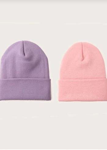 Pembe ve Mor Kadın Bere Seti - Görsel 2