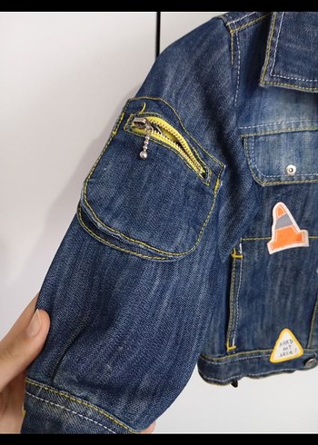 24-36 Ay Beden Erkek Çocuk Renkli Nakışlı Kot Ceket