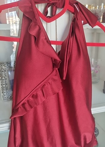 Penti Bordo Drapeli Askılı Midi Mayo