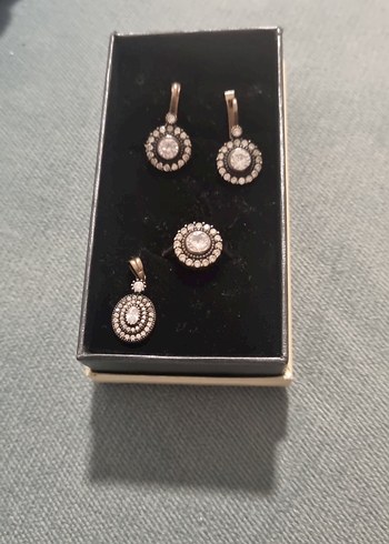 Abiye Gumudtur 925 ayar Renkli Vintage Takı Seti