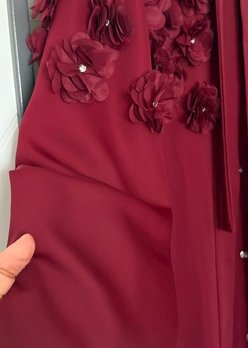 xl Beden bordo Renk Özel dikim krep saten abaya
